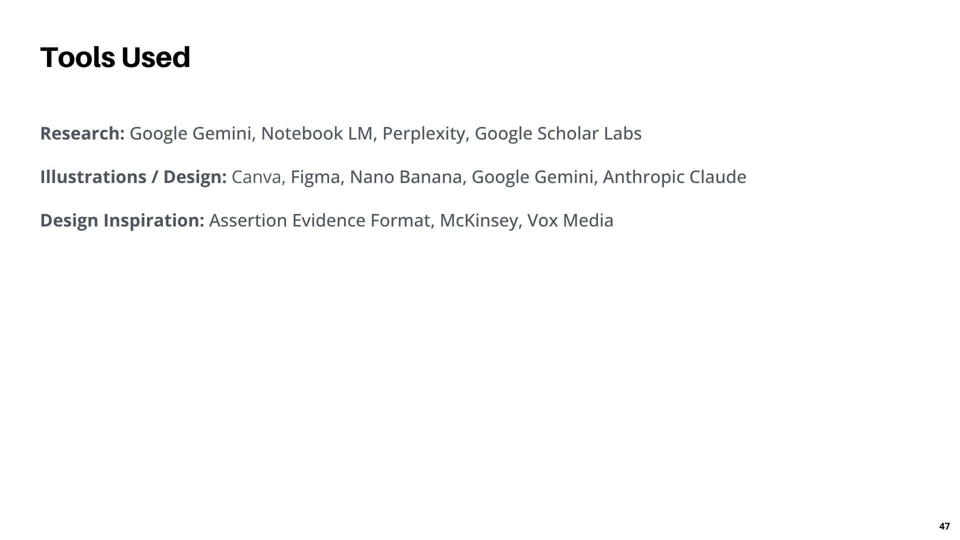 Slide 48 - Tools Used